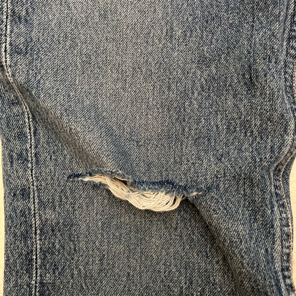 AGOLDE Blue Riley High Rise Straight Crop Jeans Distressed - Picture 10 of 10